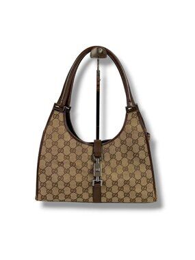 Gucci Jackie Line GG Canvas Handbag Brown Hobo